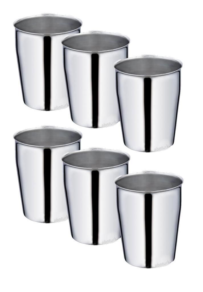 6 Adet Çelik Bardak 330ml Yaşam Boyu Garantili Paslanmayan Kırılmayan Bardak Krom Nikel Kaplama Kupa