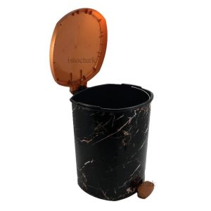 Siyah Mermer Desenli 20Lt BüyükBoy Pedallı Çöp Kovası Çıkabilir 2.kovayla Sağlıklı Yaşam