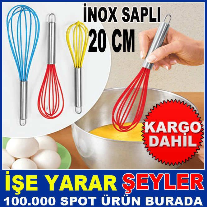 İNOX SAPLI MİNİ SİLİKON YUMURTA ÇIRPICISI 20cm