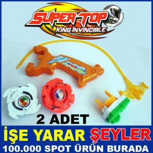 2 ADET TOPAÇ FIRLATMA TABANCALI BEYBLADE SETİ
