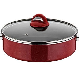 Seramik Dış Yüzey 24cm Cam Kapaklı Taç Granit Karnıyarık Pilav Tenceresi - Sağlıklı Tencere