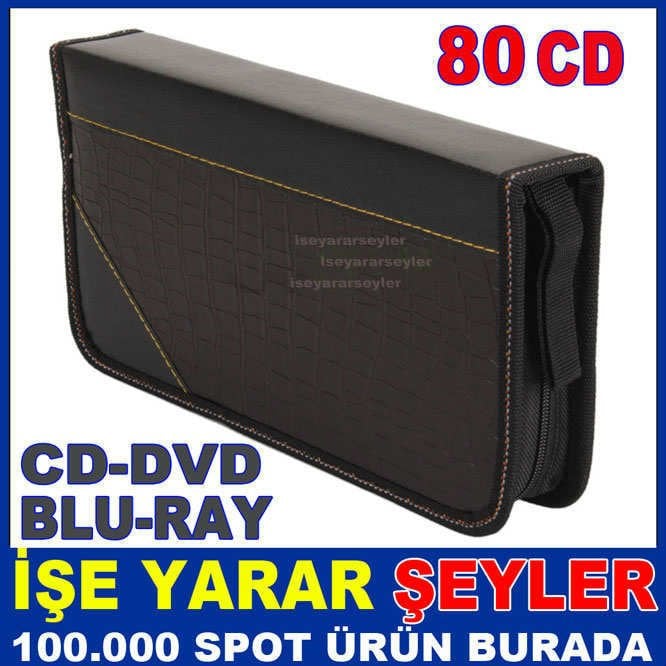 Büyük boy CD koruma çantası 80 CD KAPASİTELİ DERİ VCD DVD BLU-RAY için fermuarlı DVD saklama çantası