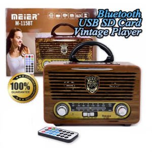 FM Radyo,USB Desteği ile Meier M-111BT Kablosuz Klasik Ahşap Nostaljik Taşınabilir Mp3 Çalar Radyo