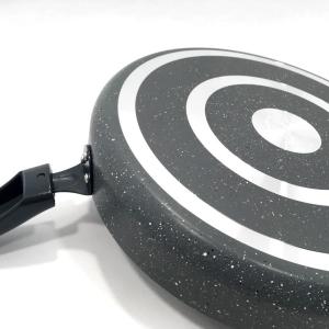 İç Dış Granit Kaplama Büyük Boy Leydi Kapaklı Balık Tavası Ø32 cm Kalın Alüminyum Izgara Tavası