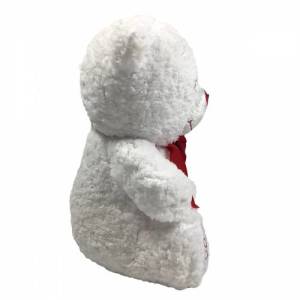 Kalp Tutan Sevimli Beyaz Peluş Ayı - Sevgiliye Hediyelik 50cm