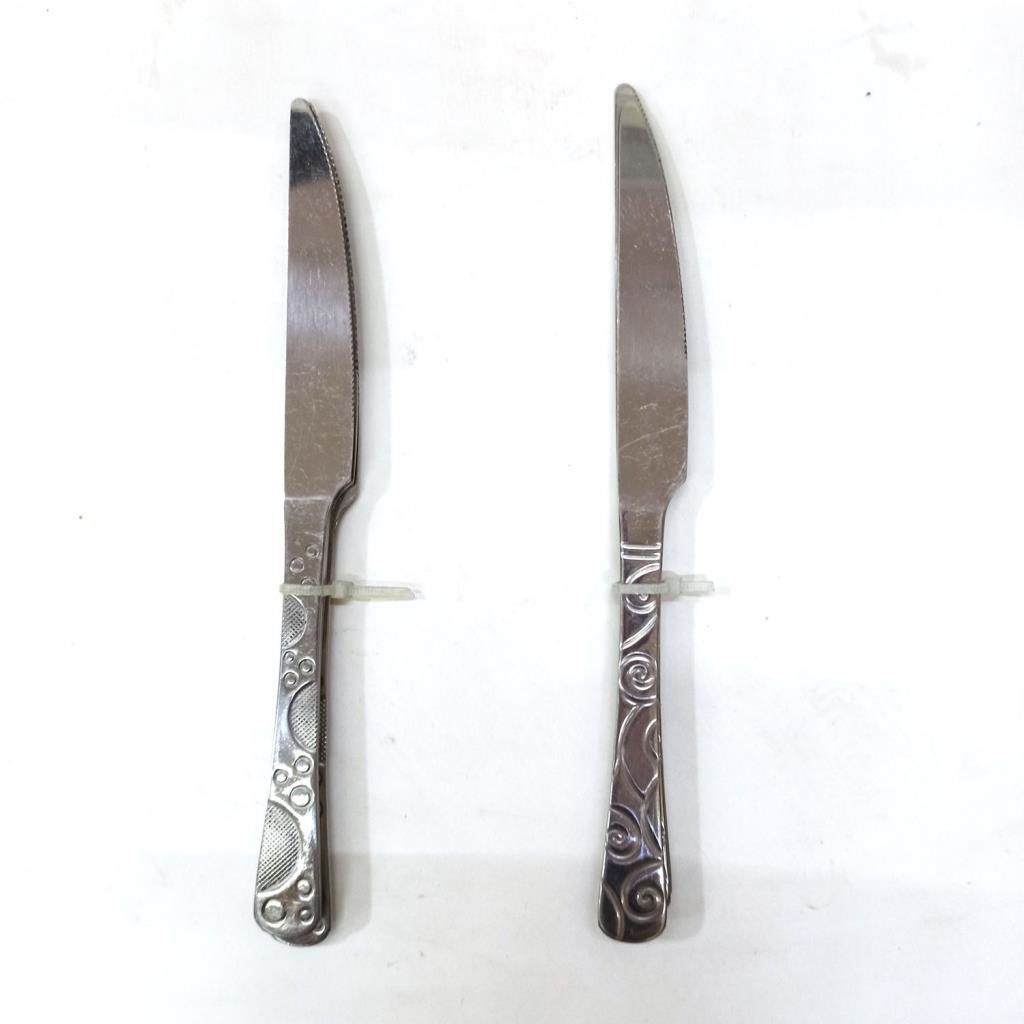 Desenli Paslanmaz Çelik Modern ve Sade Tasarımı ile 3 lü Tatlı Bıçağı