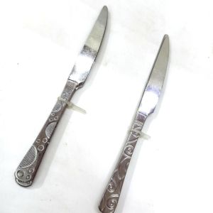 Desenli Paslanmaz Çelik Modern ve Sade Tasarımı ile 3 lü Tatlı Bıçağı