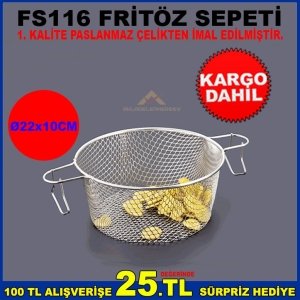 FS116 FRİTÖZ SEPETİ 1.SINIF PASLANMAZ ÇELİKTEN İMAL EDİLMİŞTİR
