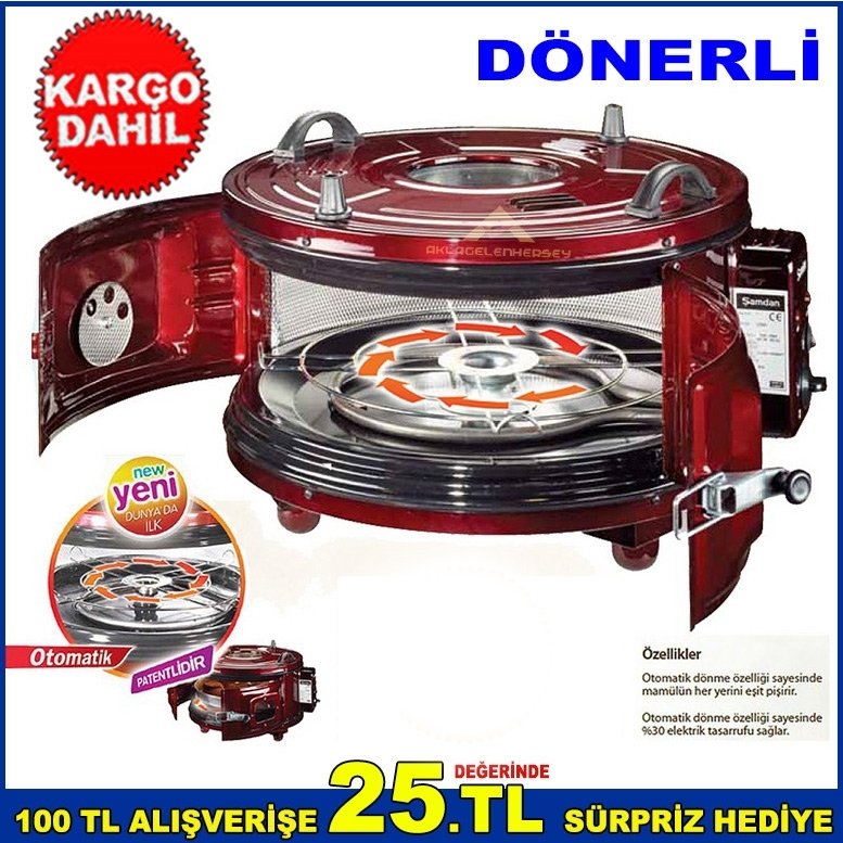 ŞAMDAN DÖNERLİ DAVUL FIRIN 1003 ORTA BOY CAMLI DAVUL FIRIN