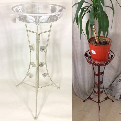 80x33cm ebatında şık tasarım paslanmaz çelik çiçekli ve saksılık dekoratif metal saksılık