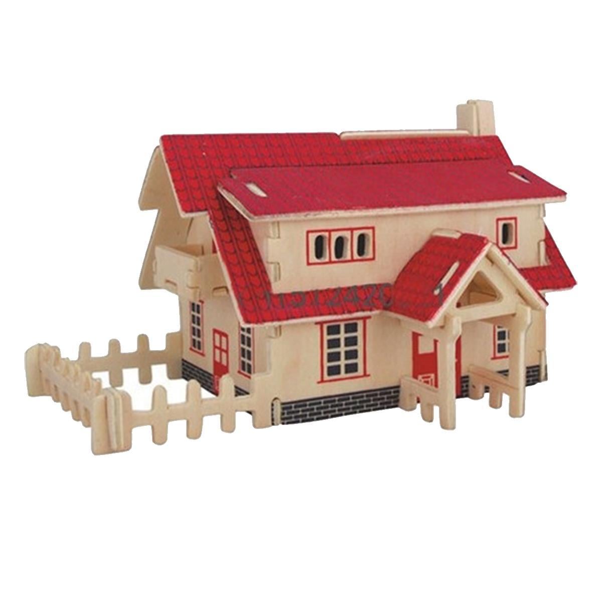 Ertnoy Eğitici 3D Kırmızı Ahşap Çiftlik Evi Maketi