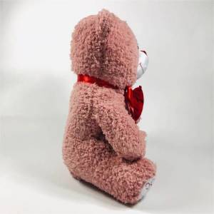 Kalp Tutan Sevimli Pudra Peluş Ayı - Sevgiliye Hediyelik 50cm