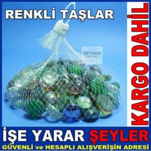 Dekoratif Renkli Parlak Cam Akvaryum Taşı Kd