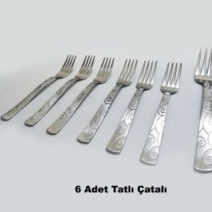 Bıçak, Çatal, Kaşık Takımı 42 Parça Sarmaşık Model Paslanmaz Çelik Rostfrei Yemek Seti