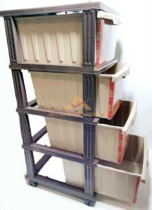 BÜYÜK BOY 4 ÇEKMECELİ RENKLİ DESENLİ KOMİDİN