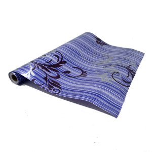 5mt Rulo 500x45cm Mavi Renk Dallı Desen Kendi Yapışkanlı Pvc Folyo Duvar+Mobilya,Dolap Kaplaması