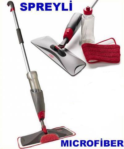 Su Veya Deterjan Hazneli Dezenfekte Edici Temizlik Mopu Microfiber Paspaslı Uzun Tijli Spreyli Mop