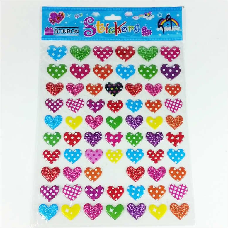 67'li Kabartmalı Renkli Kalp Stickers (telefon-tablet-laptop-stickers)