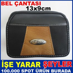 KALİTELİ FERMUARLI DERİ 2 CEPLİ BEL ÇANTASI