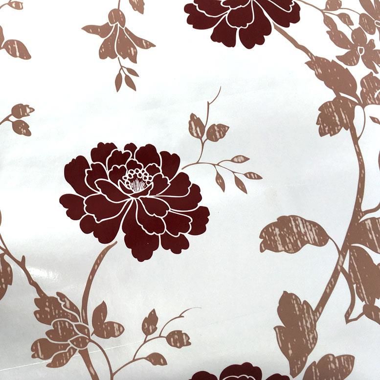 5mt Rulo 500x45cm Kahverengi Dallı Çiçek Desenli Kendi Yapışkanlı Pvc Folyo Duvar+Mobilya Kaplaması