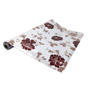 5mt Rulo 500x45cm Kahverengi Dallı Çiçek Desenli Kendi Yapışkanlı Pvc Folyo Duvar+Mobilya Kaplaması