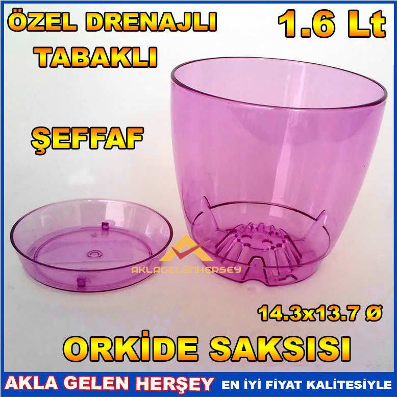 ÖZEL DRENAJLI ŞEFFAF TABAKLI ORKİDE SAKSISI 1.6L