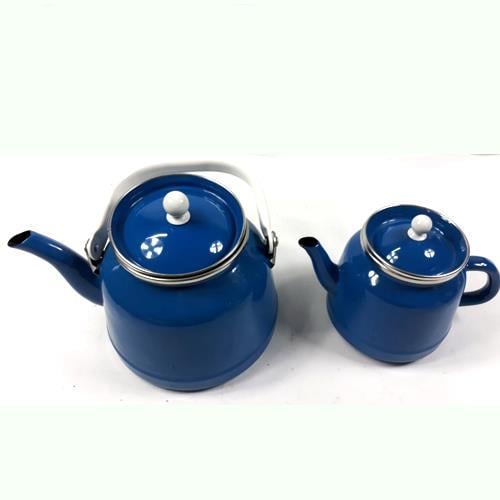 Verda tiryaki nostaljik emaye çaydanlik takımı buyuk boy set, 4 renk seçenekli