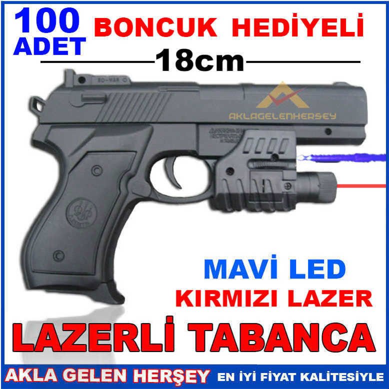 MAVİ LEDLİ BONCUK ATAN ŞARJÖRLÜ LAZER TABANCA