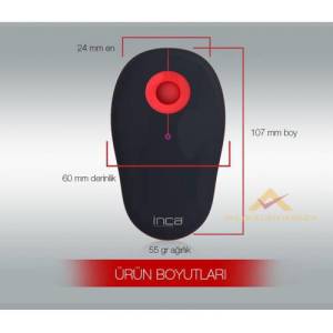 Inca Vivre Her Yüzeyde Çalışabilen Incatrack Ergonomik Wıreless Kablosuz Optic Mouse Fare