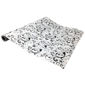 5mt Rulo 500x45cm Beyaz, Çiçekli Şal Desenli Kendi Yapışkanlı Pvc Folyo Duvar+Mobilya Kaplaması