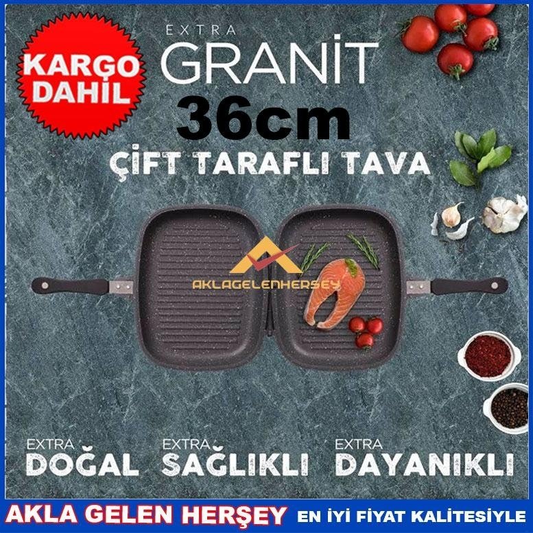 Ücretsiz Kargo AKSU EXTRA GRANİT DÖKÜM İKİZ BALIK TAVASI 36cm