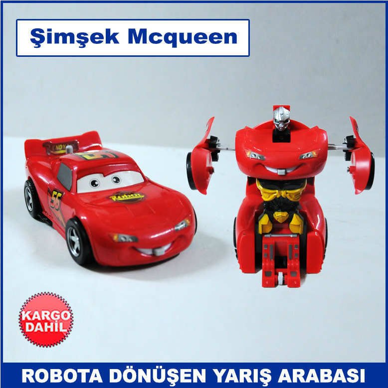 Şimşek Mcqueen Robota Dönüşen Yarış Arabası - Oyuncak Spor Araba