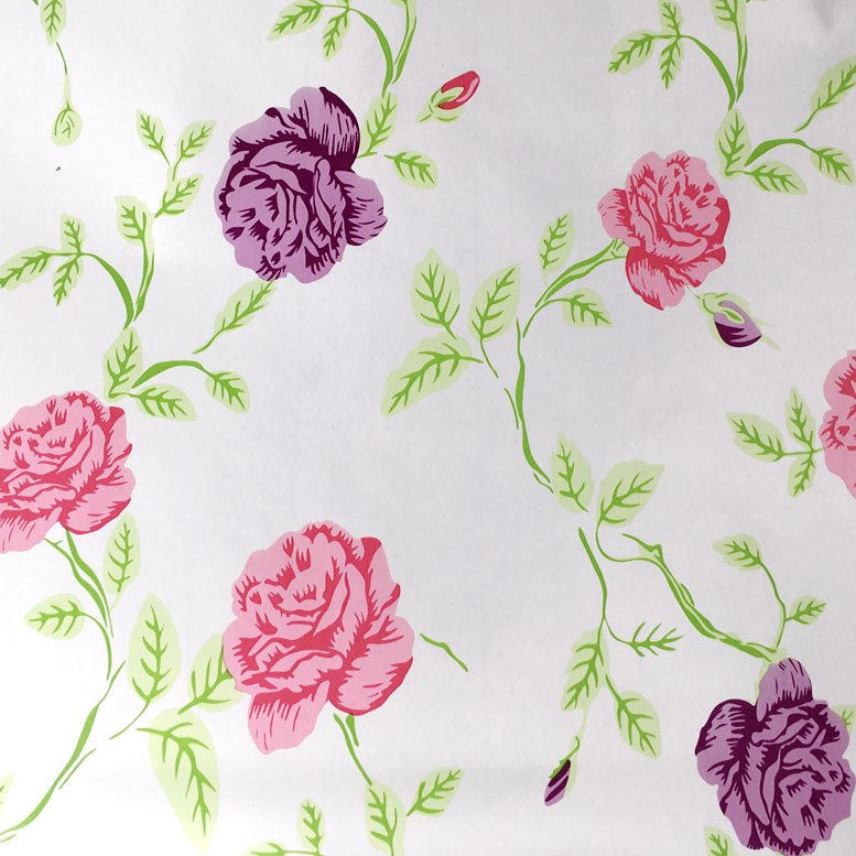 5mt Rulo 500x45cm Pembe ve Mor Gül Desenli Kendi Yapışkanlı Pvc Folyo Duvar+Mobilya Kaplaması