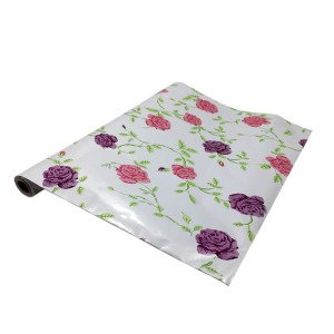 5mt Rulo 500x45cm Pembe ve Mor Gül Desenli Kendi Yapışkanlı Pvc Folyo Duvar+Mobilya Kaplaması