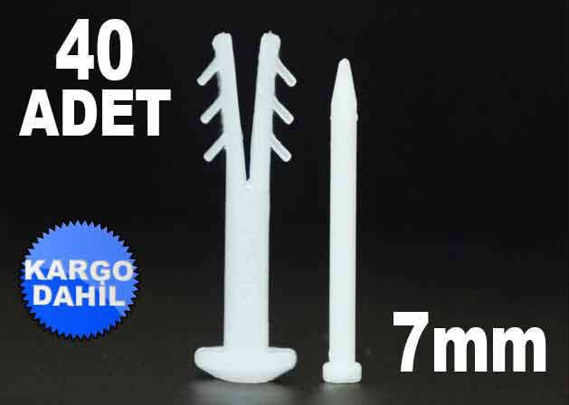 7mm ÇİVİLİ KORNİŞ KANAL DÜBELİ PLASTİK DÜBEL KD