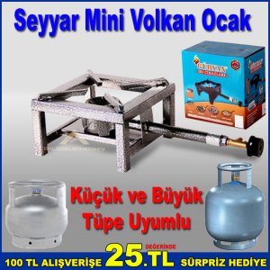 Küçük,Büyük Tüple Çalışan Yüksek Ateşli Seyyar Ocak Har Ateşli Volkan Ocak 22x22x13cm Ocak Set