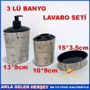 FRANSIZ STİL PLASTİK 3LÜ BANYO LAVABO SETİ