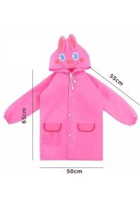 Pembe Çocuk Yağmurluk Karikatür Desenli Su Geçirmez