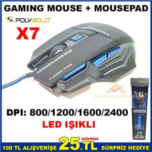X7 GAMING MOUSE IŞIKLI OYUNCU MOUSE + MOUSEPAD