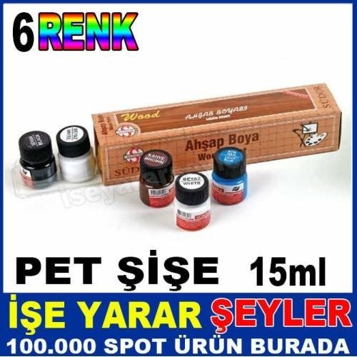 ÜCRETSİZ KARGO İLE SÜDOR 6'lI NON-TOXIC PET ŞİŞE AHŞAP BOYA SETİ