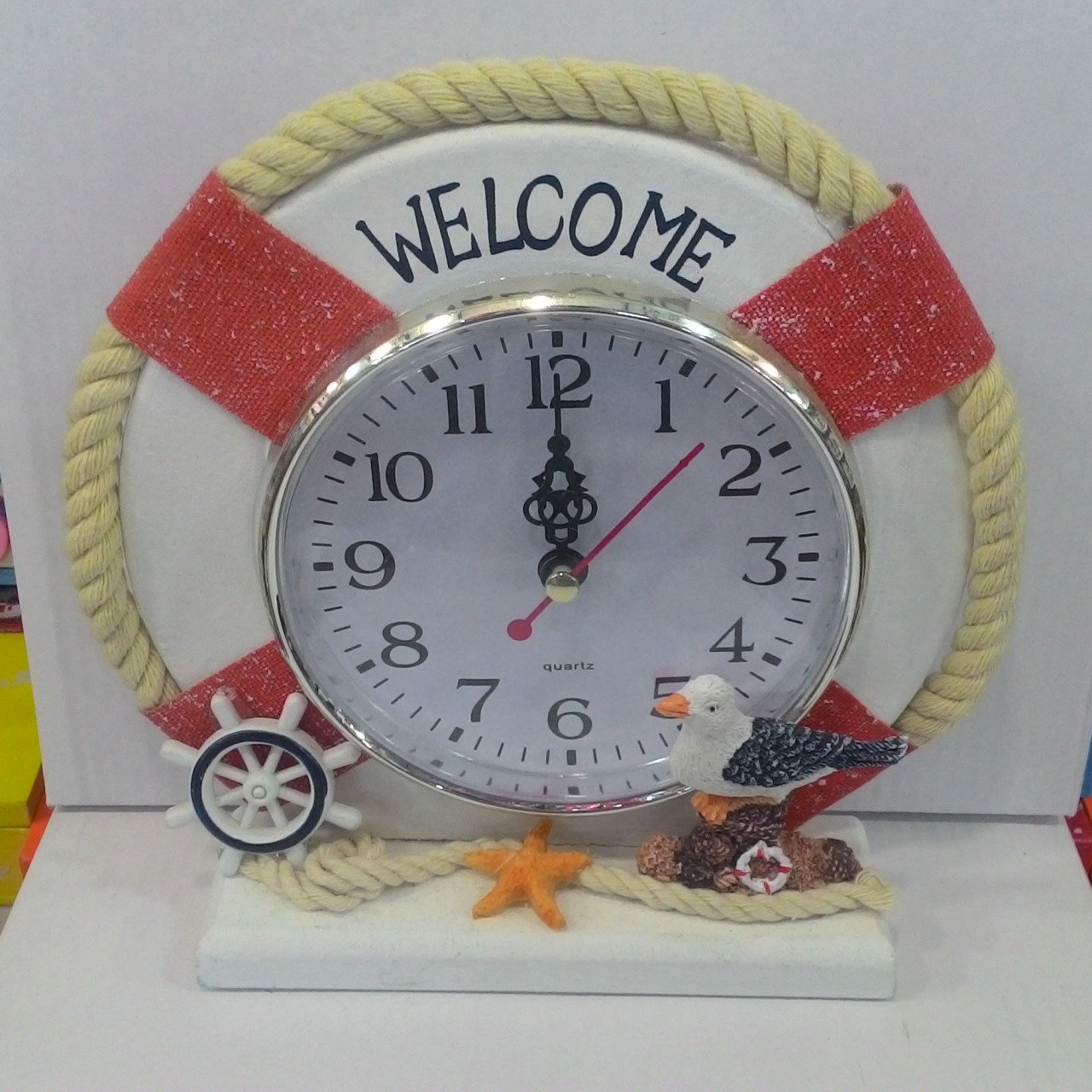 Can Simidi Tasarımlı Deniz Temalı Marin Masa Saati Kırmızı Ve Mavi