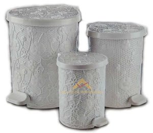 3lü PEDALLI DANTEL DESENLİ ÇÖP KOVASI SETİ
