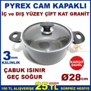 Döküm Alüminyum Derin Granit Tencere 28cm  kaliteli