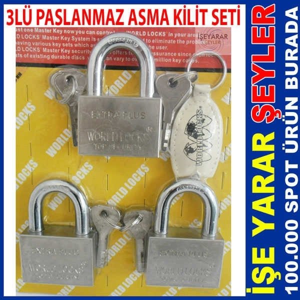 AYNI ANAHTARLA AÇILAN 3lü MASTER ASMA KİLİT SETİ -2