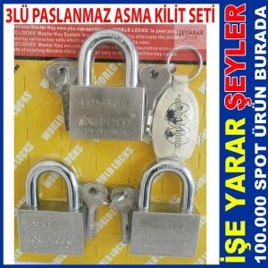 AYNI ANAHTARLA AÇILAN 3lü MASTER ASMA KİLİT SETİ -2