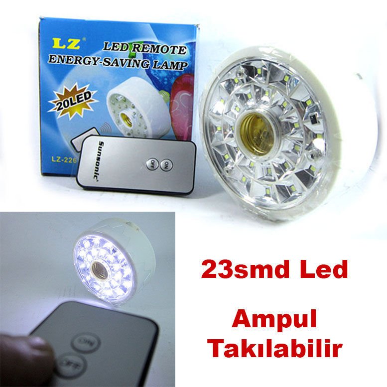 Uzaktan Kumandalı Ampul Takılabilen Enerji Tasarruflu Led Lamba Ampul 23smd Led Acil Durum Işıldak