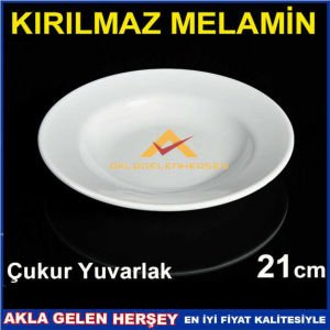 KESİNLİKLE KIRILMAYAN SÜPER MELAMİN TABAK ÇUKUR YUVARLAK YEMEK TABAĞI 21cm ÖMÜR BOYU GARANTİLİDİR -2