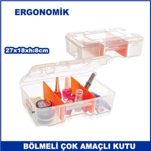 Ergonomik Tasarıma Sahip Ayarlanabilir Bölmeli Çok Amaçlı Kutu 27x18xh:8