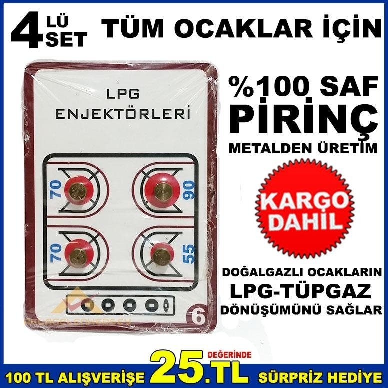 TÜM DOĞALGAZ OCAKLARI LPG TÜPGAZ DÖNÜŞTÜREN 4lü ENJEKTÖR MEMELERİ