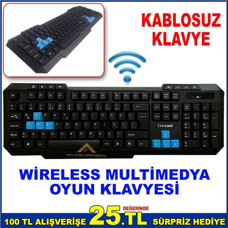 WİRELESS MULTİMEDYA OYUN KLAVYESİ KABLOSUZ KLAVYE YÜKSEK KALİTELİ MEMBRON DOKUNMATİK ANAHTARI MEVCUT